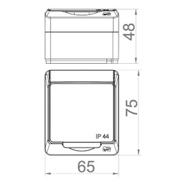 asvendo elektro Hermes Modern Surface-Mounted Series / Light Switch / Double Switch / Multiple Socket / IP44 Waterproof / Outdoor Use / Black (Single Socket)