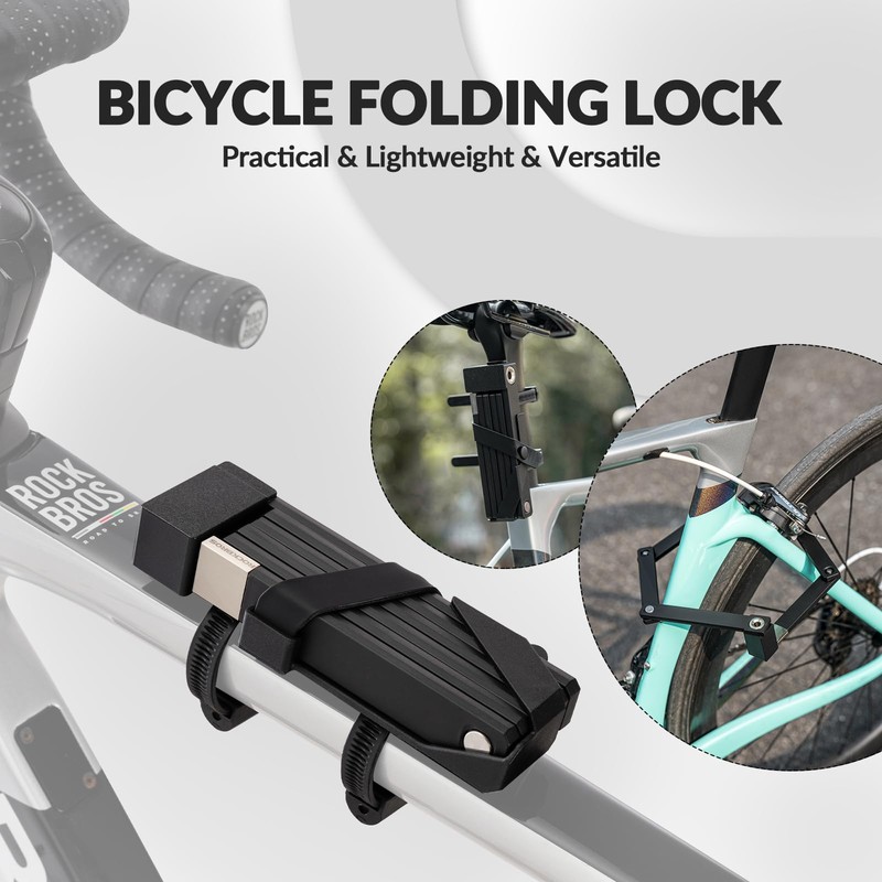 ROCKBROS Foldable Bicycle Lock Anti-Theft Folding Lock with Holder Key