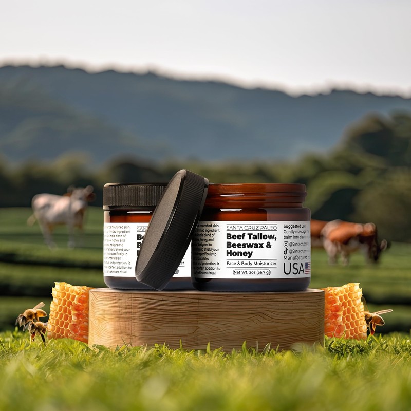 Santa Cruz Paleo, Beef Tallow, Beeswax & Honey Face Moisturizer,