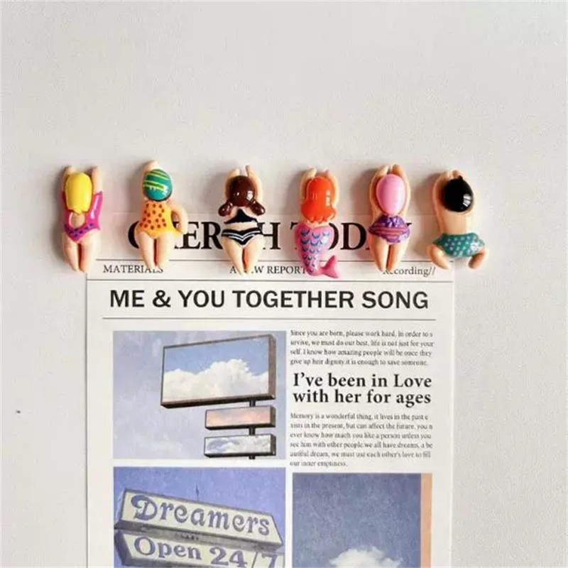 6 Pieces Creative Fridge Magnet with Floating Character, Cute Beach