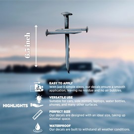 SOLMAMZ Cross of Nails Decal (2 Pcs, 3.8"x6.5") - Ideal for Baptism Confirmation, Birthday Celebrations! | Christian Gifts, Religious Decor Cross Stickers