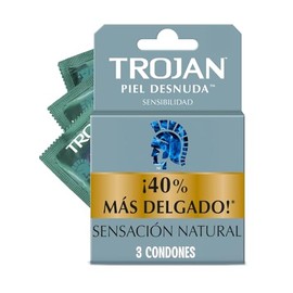 Trojan Condón Piel Desnuda, 3 piezas