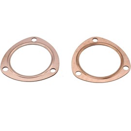 Certified Automotive Experts 3 Inch Copper Header Collector Gaskets Pair 3 Bolt Triangular Exhaust Collector Gasket Set Fits SBC BBC LS Swap Headers and All 3 Inch Collectors