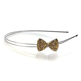 Crystal Bow Headband, Light Brown
