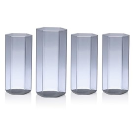 Godinger Highball Glass, Tall Glass, Drinking Glass, Drinking Cup for Juice, Water & Cocktails, Smoke Glasses, Set of 4, Hexagon Shape, 11oz