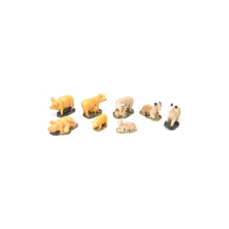 8 x Sheep Rams Lambs Pigs and Piglets Christmas Figures