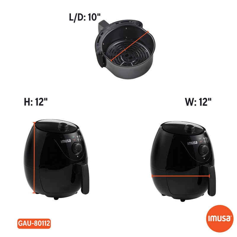 IMUSA 3.3qt Electric Air Fryer, Black