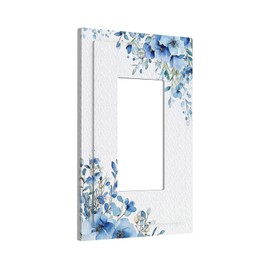 VGHOKO Decorative Outlet Covers with Blue Watercolor Hand-Painted Botanical Floral Art Design 1 Gang Rocker Light Switch Covers Single Decora Gfci Device Wall Plate for Bedroom Wall Decor