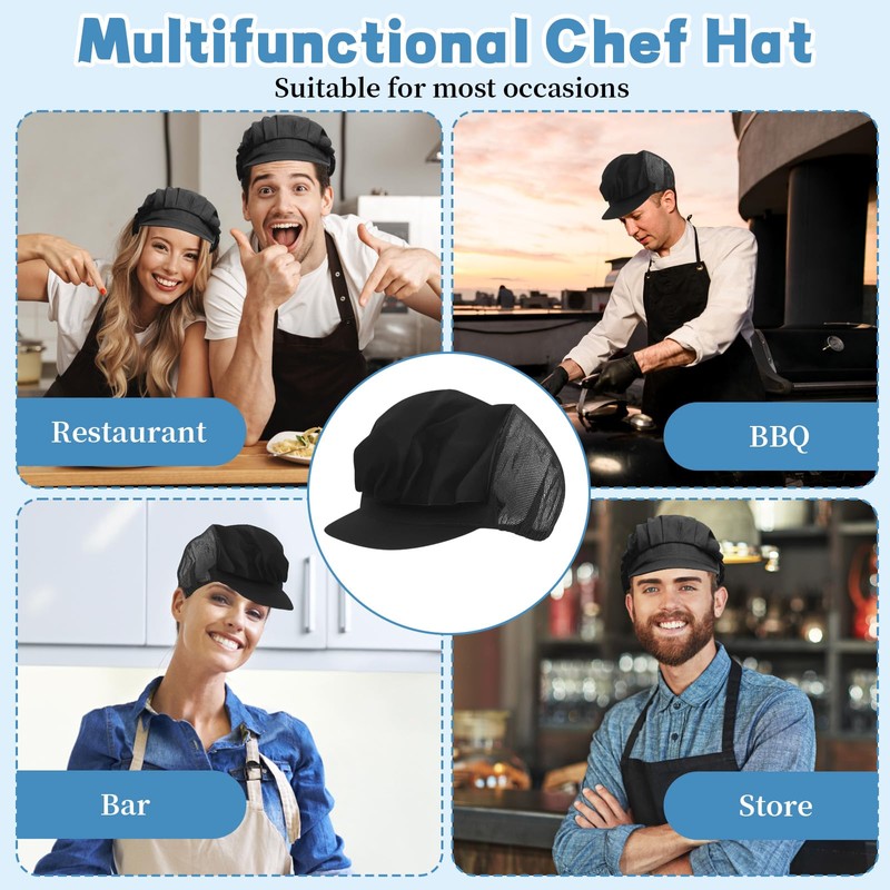 4Pcs Chef Hats, Cotton Professional Chef Hat for Cooking, Baking