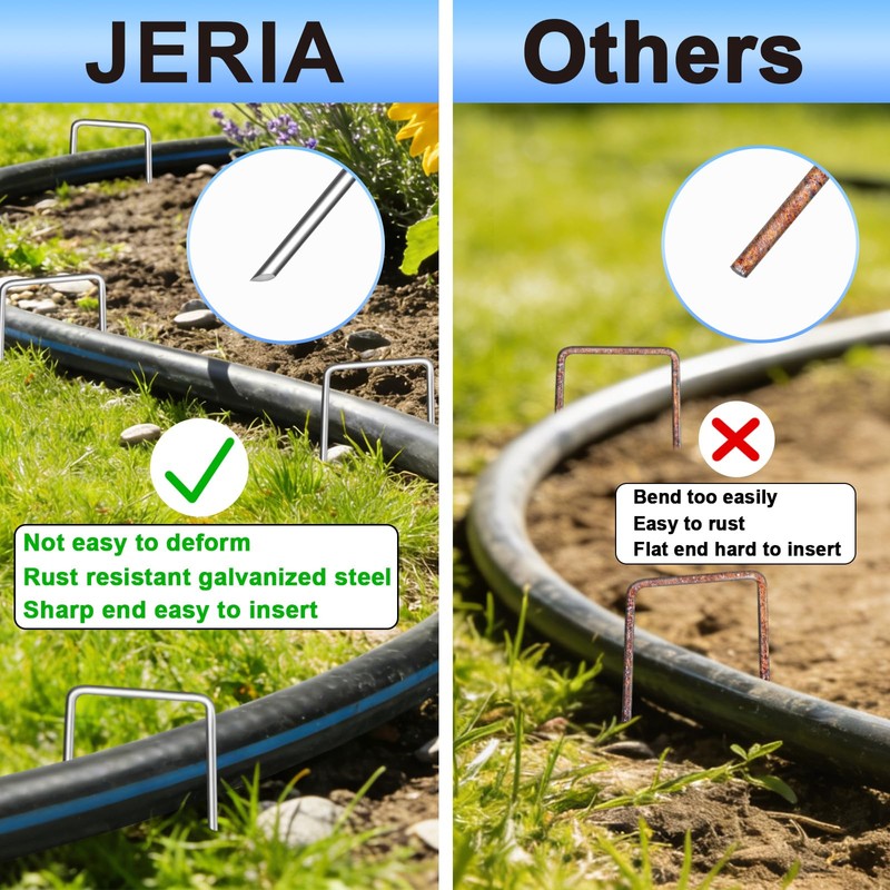 JERIA 6 Inch 240 Pack U-Shaped Galvanized Garden Stakes, 11