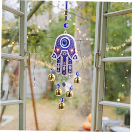 Sosoport Evil Eye Wind Chime Hanging Decoration Creative Ornament for Garden Patio and Balcony Unique Hand Shape Design to Ward Off Bad and Bring Peaceful Sounds