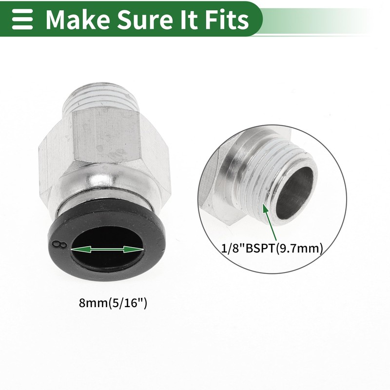 HOPESPANNER Push to Connect Air Fittings 5/16" Male Thread Air