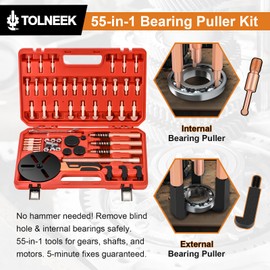 33-in-1 Bearing Puller Kit, Upgraded Heavy-Duty Wheel Bearing Removal Tool & Blind Hole Puller Set with Non-Slip Handle for Automotive, Industrial, Farm Use, Includes Portable Case (55in1-puller)