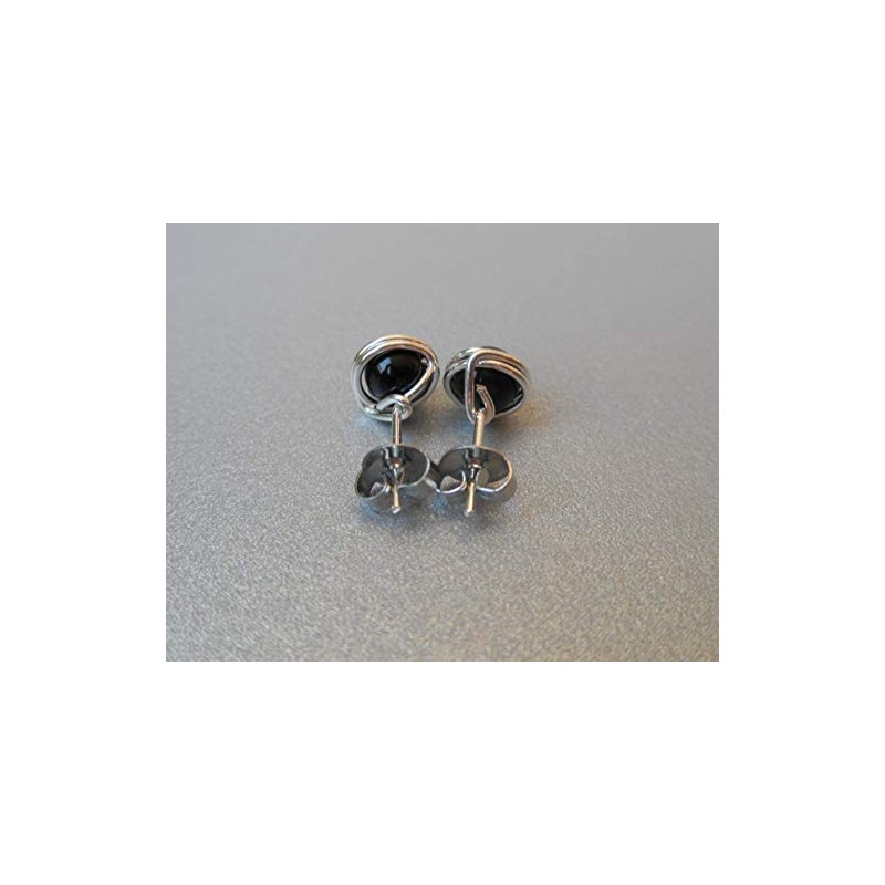 Ohrstecker Edelstein Schwarzer Turmalin Sch√∂rl (Hochwertig versilbert)