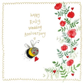 Alex Clark Happy Ruby Wedding Anniversary Bee Foil Card - Bees - Floral - Nature - Plants - Cards To Celebrate - Designed and Printed in the UK…