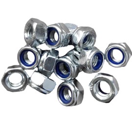 M10 Locking Nyloc Hex Nuts Metal Steel Sheet Zinc Plated 10mm Nut Width 17mm Box of 15pcs