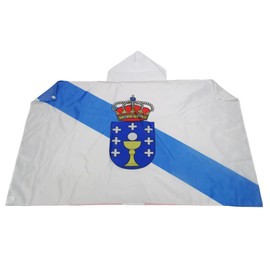 AZ FLAG - Umhangflagge Galicien - 150x90 cm - Galicien Cape Fahne 100% Polyester mit integrierten Ärmeln und Kapuze - Body Flag 80g