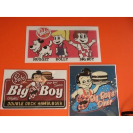 Big Boy Bob's Big Boy, Original Double Decker Lot of 3 Magnets-(Big Boy, Dolly & Nugget)