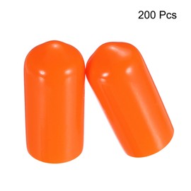 QUARKZMAN Pack of 200 Rubber Caps 7 mm (1/4 Inch) ID Vinyl PVC Round Tube Screw Caps Covers Screw Thread Protective Caps, Orange