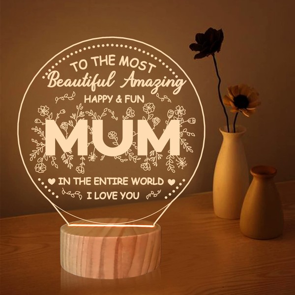 Anywin Gifts for Mum from Kids, I Love You Mom Night Light with Warm Light for Home Decor,Mum Gifts for Chritmas & Mother's Day & Birthday & Thanksgiving Day for Mommy Mother Mama