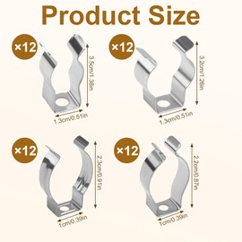 48PCS Assorted Spring Terry Clips, Wall Mounted Tool Metal Clips for Hanging Tools Wall Storage Heavy Duty Garden Tool Holder Hooks for Shed Garage Brooms Pipes Rakes DIY Various Sizes