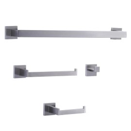 Brushed Nickel Bath Towel Rack,Hand Towel Holder,Hook,Toilet Paper Rack(4 Piece),SUS 304 Stainless Steel Bathroom Hardware SetColor: brushed nickel