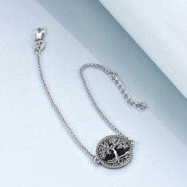 YAFEINI Tree of Life Bracelet 925 Sterling Silver Tree of Life Bracelet Jewellery Gifts for Women, Silver