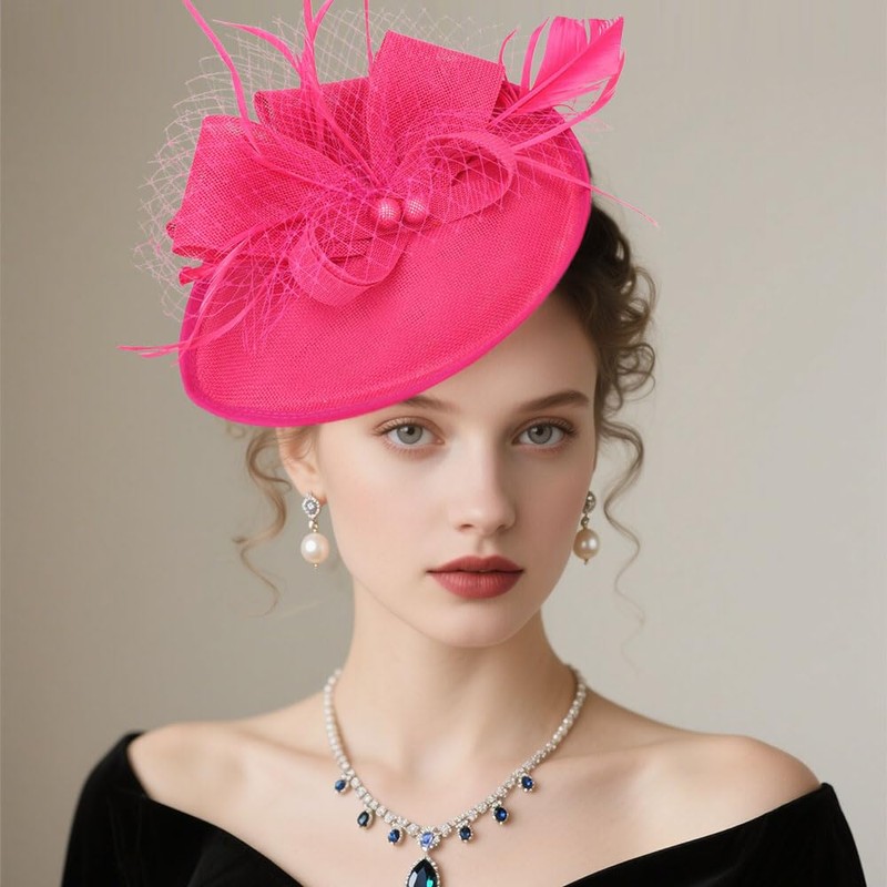 DRESHOW Flower with Single Arrow Feather Fascinators Hat Headband and