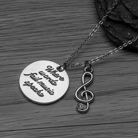 Infinity Collection Music Necklace- Where Words Fail Music Music Speaks Jewelry Gift - Treble Clef Jewelry - Music Note-Music Lover Jewelry Gift
