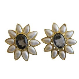 Ohrstecker aus vergoldetem Sterlingsilber mit Iolite und Süßwasserzuchtperlen - Natürlicher Edelstein - Geburtstagsgeschenk - Weihnachtsgeschenk - Handgefertigte Ohrringe Geschenkideen für Frauen