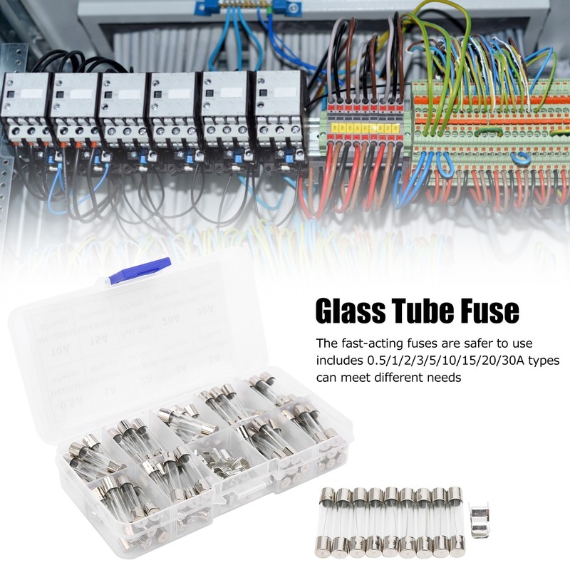 2Boxes Glass Tube Fuse Kit M6x30mm 0.5A‑30A Fast Acting Quick