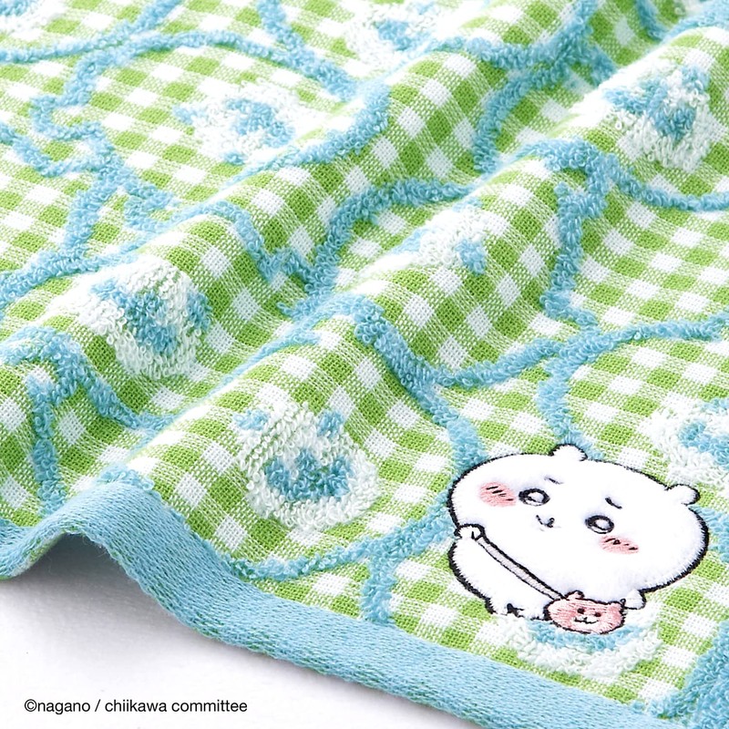 Chiikawa 41-1072130 Pochette Face Towel, Green, Gauze Pile, Cute, Approx.