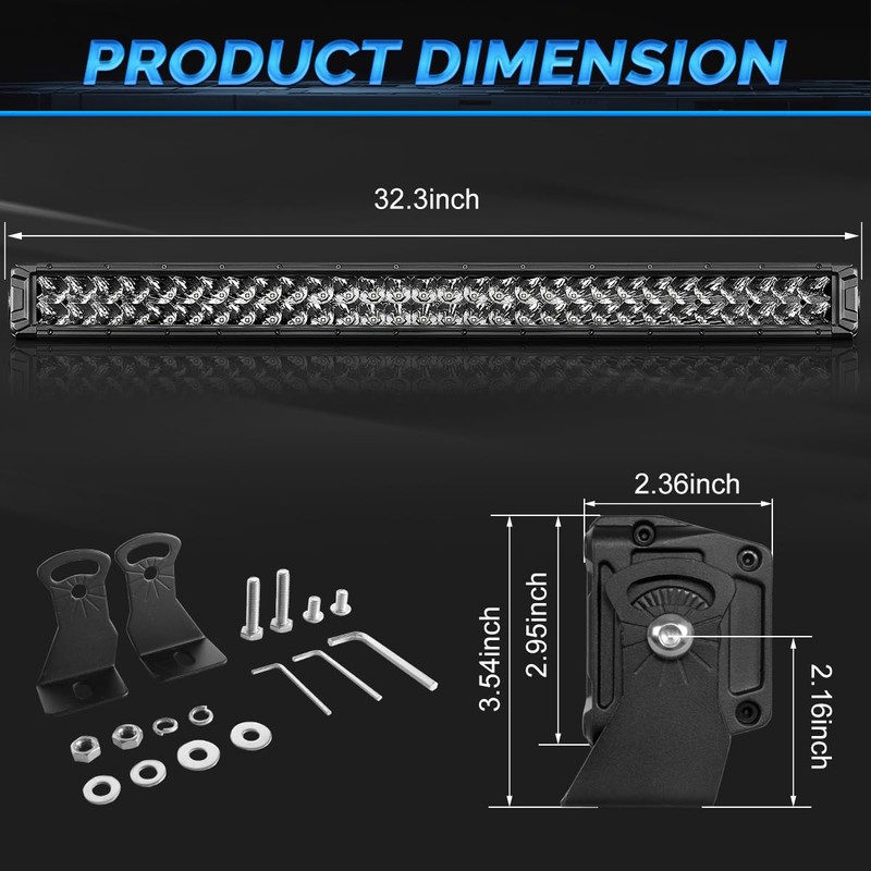 Rigidhorse 32 Inch LED Light Bar 300W Double Row Flood