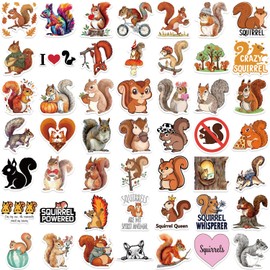 Squirrel Stickers 50 Pack Laptop Stickers,Cartoon Animal Stickers for Water Bottles Skateboard Scrapbook Bike Computer,Phone,-Graffiti Stickers Pack for Teens Girls Kids