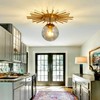 UOFUS Gold Sunburst Semi Flush Mount Ceiling Light Fixture with