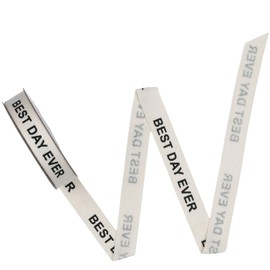 YKW Best Day Ever - Cinta de algodón de 5/8 pulgadas x 10 yardas, cinta de sarga natural, ribete de espiga crema para regalos de ocasiones especiales, celebraciones de cumpleaños y envoltura