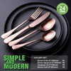 Copper/Rose Gold Silverware Set, OGORI 24-Piece Stainless Steel Flatware Set,