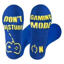 Rainbow Socks - Unisex Women's Men's Non-Slip Socks ABS with a Funny Address - For Players, Gamers - If You Can Read It - 1/2 Pair - Black/Yellow/Blue - 36-38/39-41/42-43/44-46, 1 x Blue