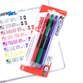 Pentel EnerGel X Retractable Liquid Gel Rollerball Pen, Everyday Writing, Office Supplies, School Supplies, 0.7mm Medium Point, Assorted Ink Colors, BL107BP3-M, 3 Pack