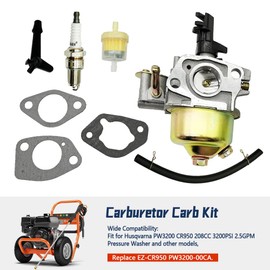 PW3200 Carburetor Compatible with Husqvarna PW3200 CR950 208CC 3200PSI 2.5GPM, Pressure Washer Carb Kit with Spark Gasket Oil Filter Kit