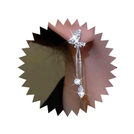 Aneneiceera Vintage Crystal Butterfly Stud Earrings Silver Rhinestone Dangle Earrings Cz Fringe Tassel Earrings Cz Pearl Butterfly Earrings Jewelry for Women and Girls (With pearl)