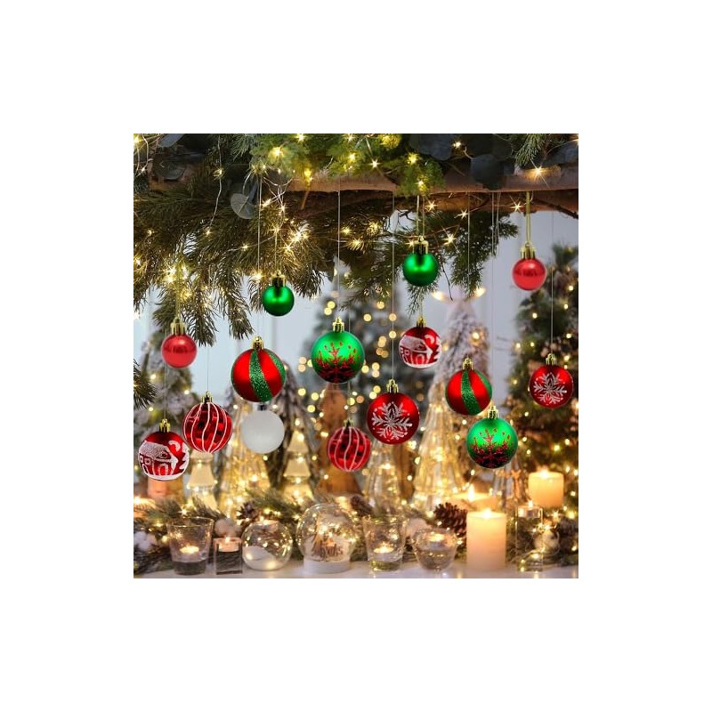 JUGLUTE Adornos para Arbol de Navidad, 44 pcs Plastic Esferas