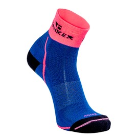 Trail Running Socks Men and Women – Seamless, Breathable and Anti-Chafing – Technical Compression Socks for Running and Hiking, Blue / Pink, 40-42 Corto