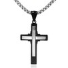 DonDon Herren Halskette mit Curved Double Kreuz-Anhänger zweifarbig Edelstahl 52