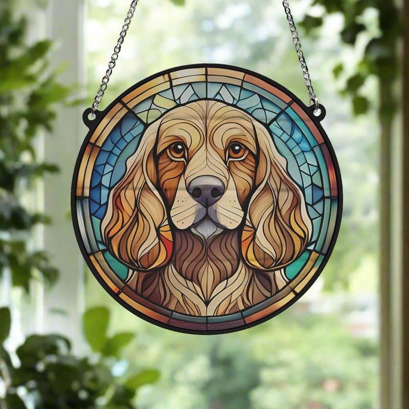 Image Industry Cocker Spaniel Golden Stained Glass Effect Suncatcher -