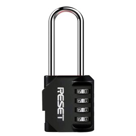 RESET-060 4 Digit Combination Padlock with 2.4 inch Long Shackle Combination Lock,Outdoor Waterproof Padlock,Indoor Padlock for School Locker, Gym Locker, Shed, Fence, Gate, Toolbox, Black