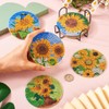 Cheriswelry 8Pcs Diamond Painting Coasters Sunflower Diamond Coasters with Holder