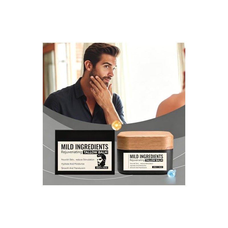 Rejuvenating Tallow Balm for Men, Deep Moisturizer for Dry Skin