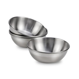 4 Pack Stainless Steel Sauce Dishes Mini Round Seasoning Bowl Sushi Dipping Bowls Appetizer Plates Individual Saucers Bowls Small Soy Sauce Dish 3.6 Inch Condiment Cups Small Metal Bowl (Sliver)