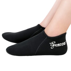 Seavenger Zephyr 3mm Neoprene Socks | Wetsuit Booties for Scuba Diving, Snorkeling, Swimming (Black, 3X-Large)
